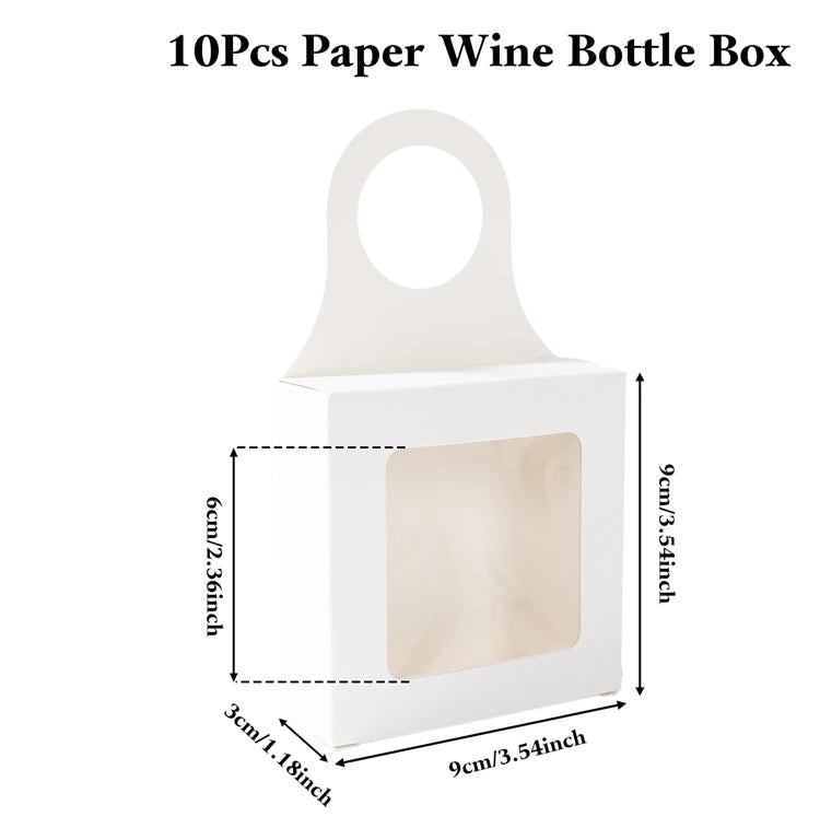 10pcs Kraft Paper Red Wine Gift Box Window Hanging Candy Box Biscuit Packaging Box Black White Card Folding Packaging Candy Gift