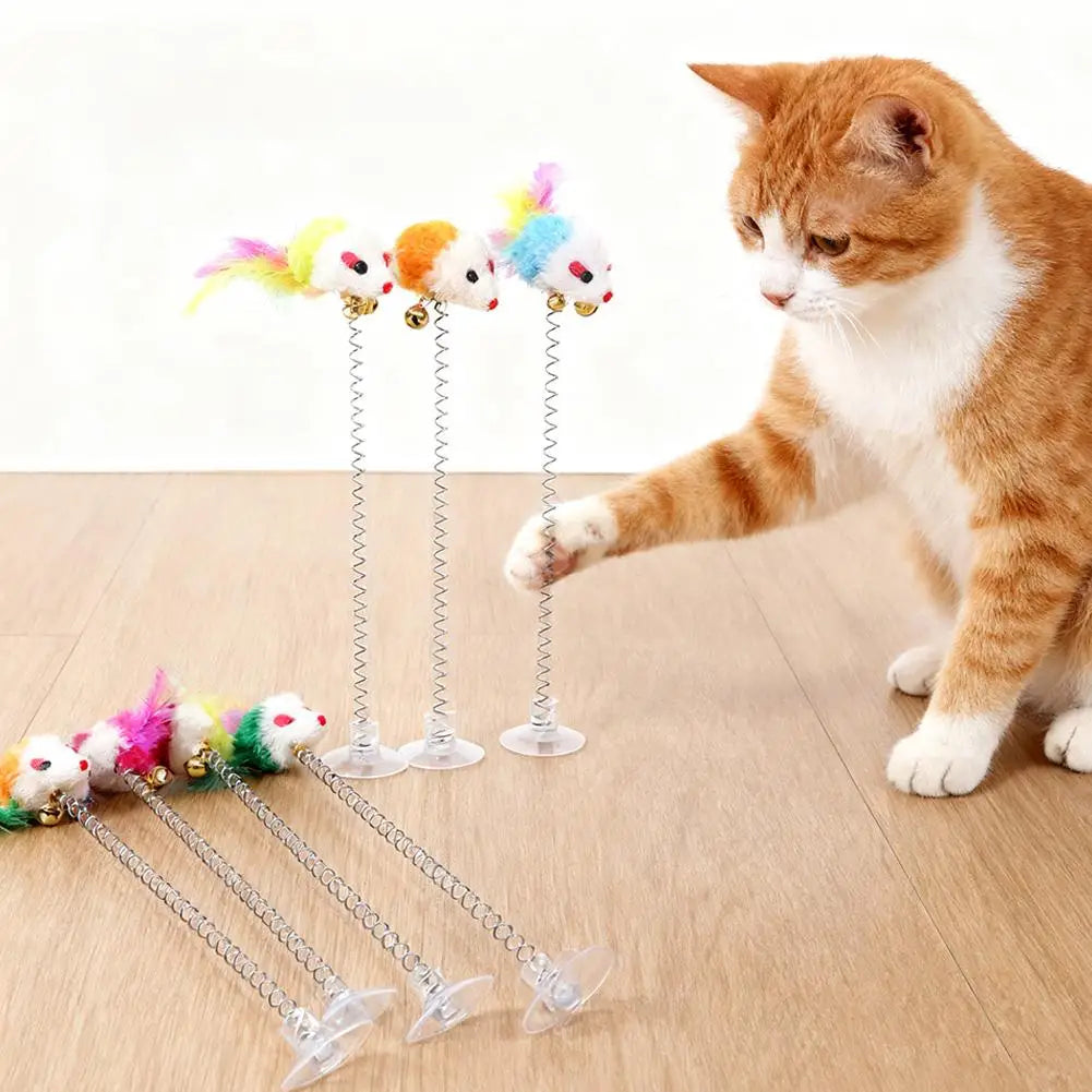 Cartoon Pet Cat Toy Stick Feather Rod Mouse Toy With Mini Bell Cat Catcher Teaser Interactive Cat Toy