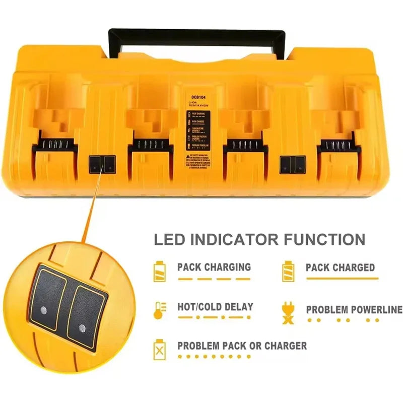 DCB104 for Dewalt Rapid Charger for Dewalt 12V 20V Max Battery Chargers 4 Port with 2 USB Ports, DCB204 DCB205 DCB127 DCB105
