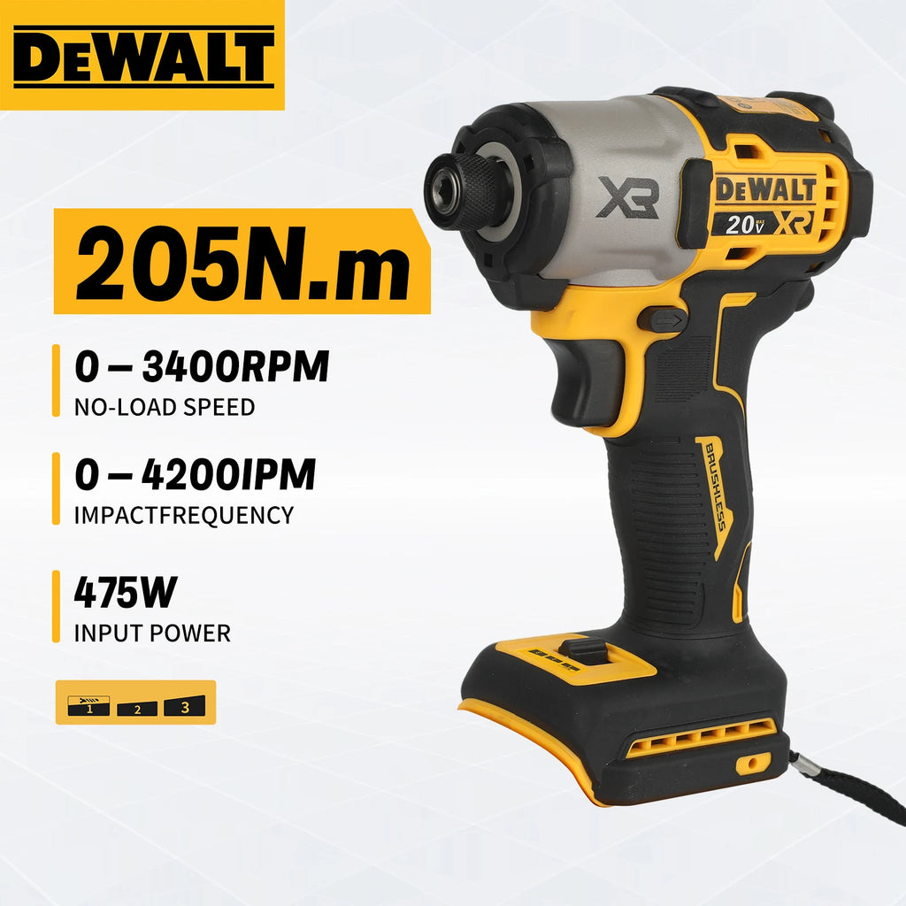 DEWALT 3400RPM DCF845 Brushless Cordless Impact Driver 20V Electric Screwdriver Compact Industrial DIY Repair Power Tools