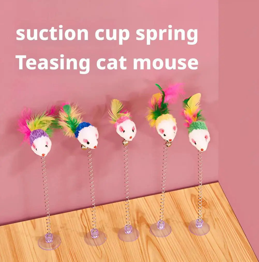 Cartoon Pet Cat Toy Stick Feather Rod Mouse Toy With Mini Bell Cat Catcher Teaser Interactive Cat Toy