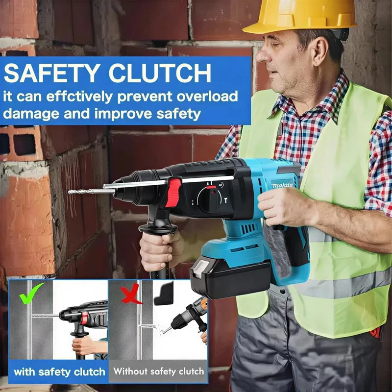 💯2026 New Makita 26MM Cordless Hammer Brushless Electric Hammer 18V Lithium Battery Wireless Drills For Makita 18v Power Tools⚡