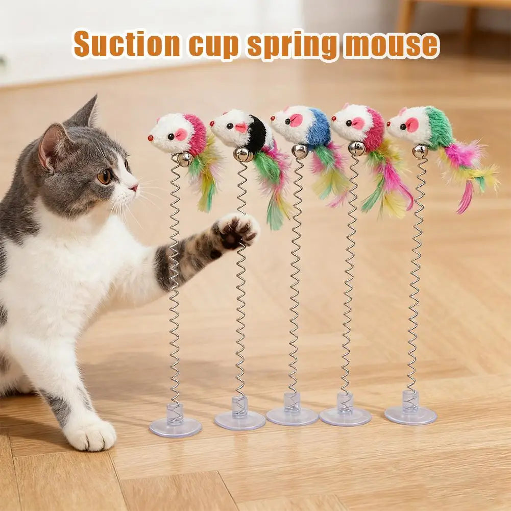 Cartoon Pet Cat Toy Stick Feather Rod Mouse Toy With Mini Bell Cat Catcher Teaser Interactive Cat Toy