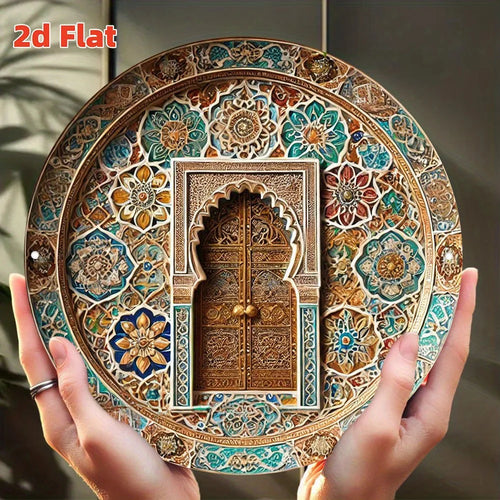 1 Moroccan-style door decoration - turquoise, gold, and beige Arabic arch - suitable for homes and cafés