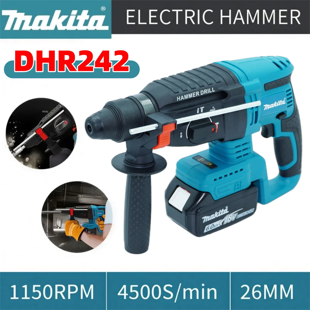 💯2026 New Makita 26MM Cordless Hammer Brushless Electric Hammer 18V Lithium Battery Wireless Drills For Makita 18v Power Tools⚡