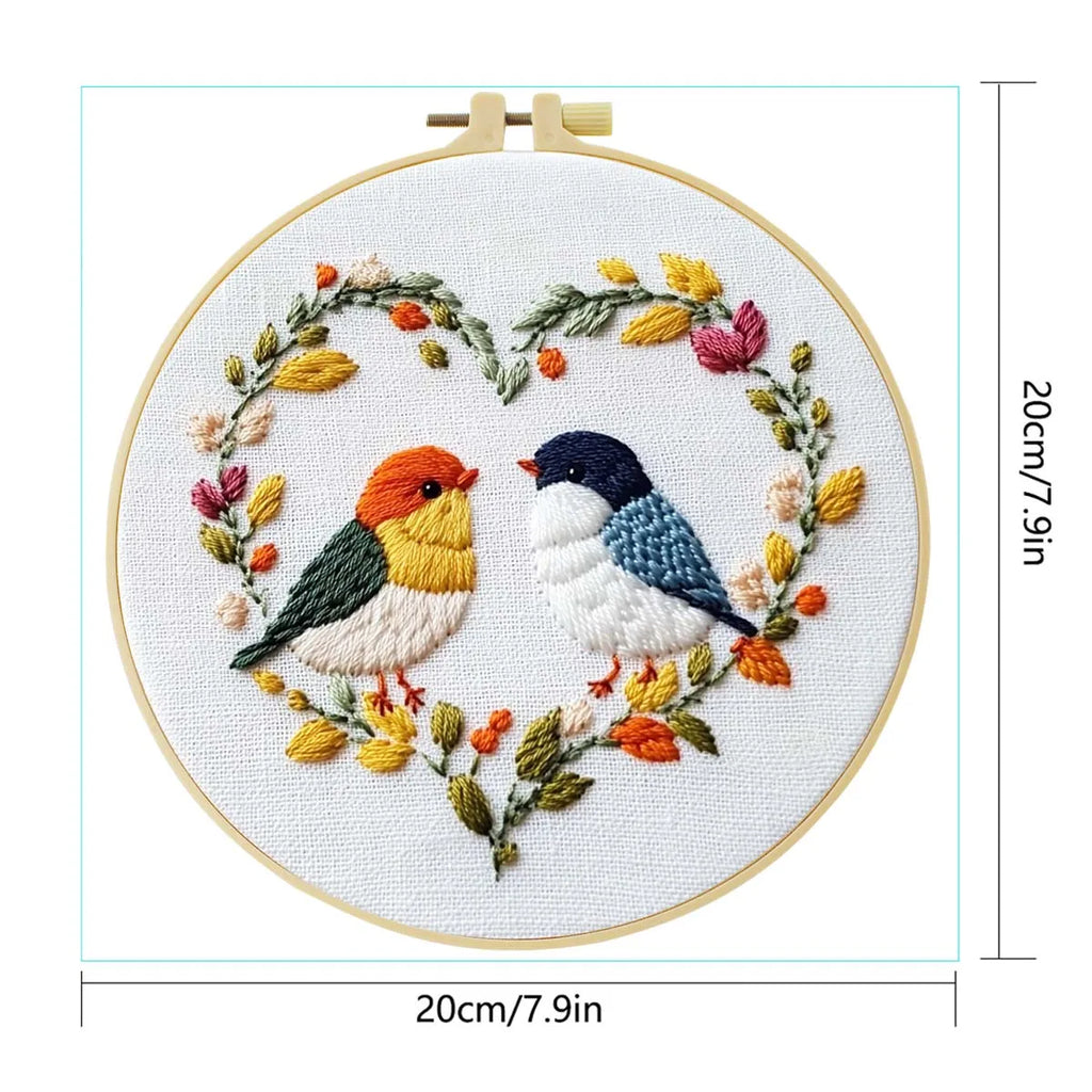 Love Birds Embroidery Starter Kit DIY Cross Stitch Set for Beginner Printed Sewing Art Craft Painting Home Decor Needle Art