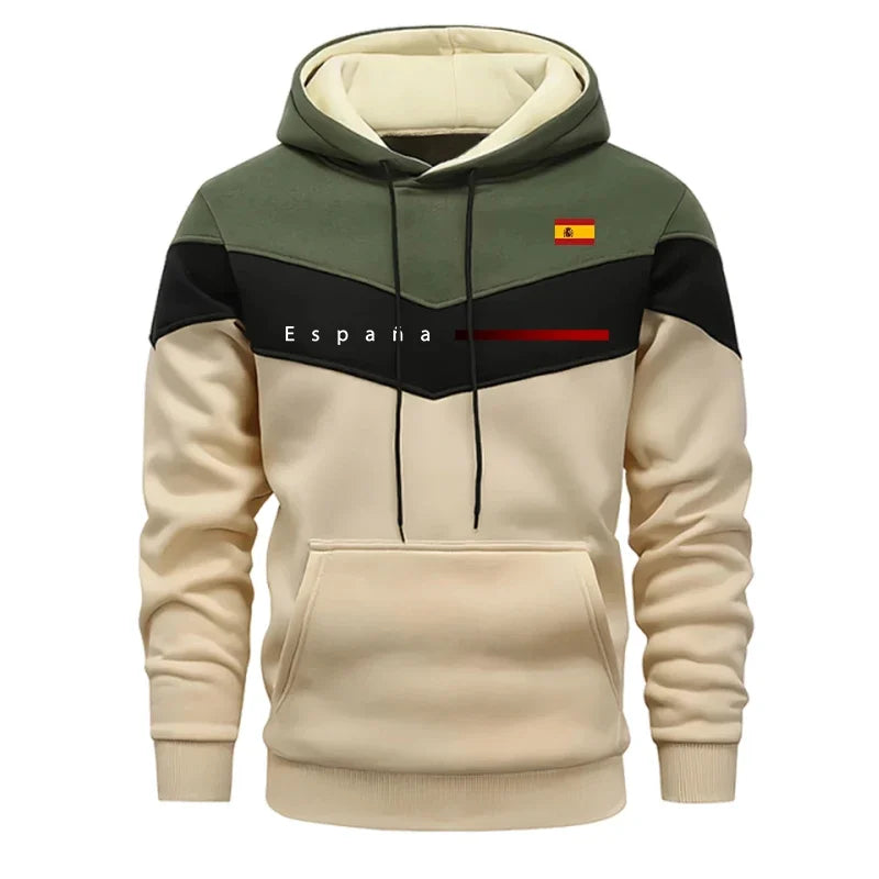 Spain Fashion Men's Set Hooded Sweatshirt Sweatpants Fall Winter Daily Casual Sports Jogging Suit Outdoor Comfort Hoodie Outfits