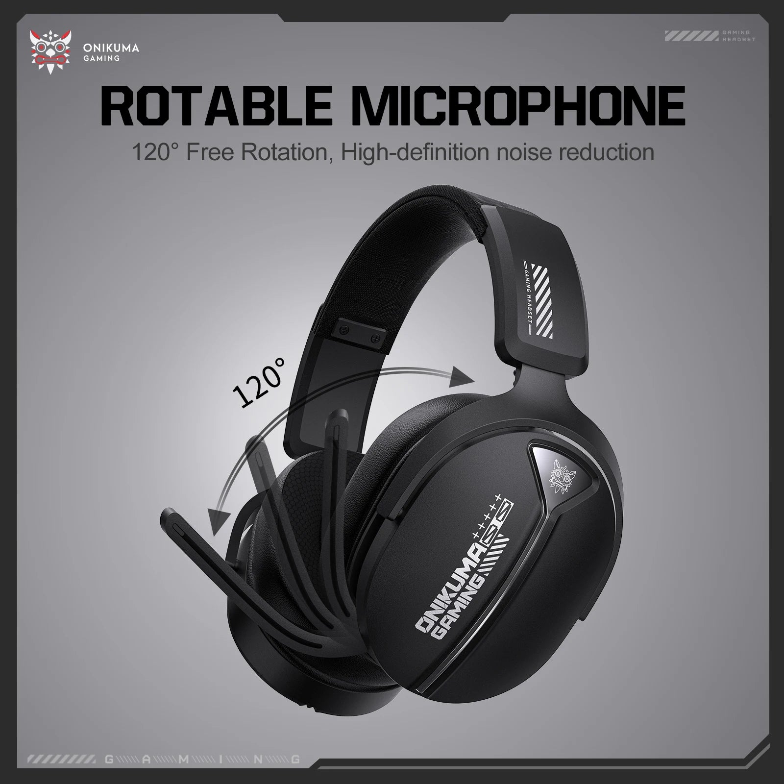 Gaming Headset with Ergonomic Design Breathable Glow Effect 360 Degree Rotatable Microphone Suitable for PS5 PC Notebook
