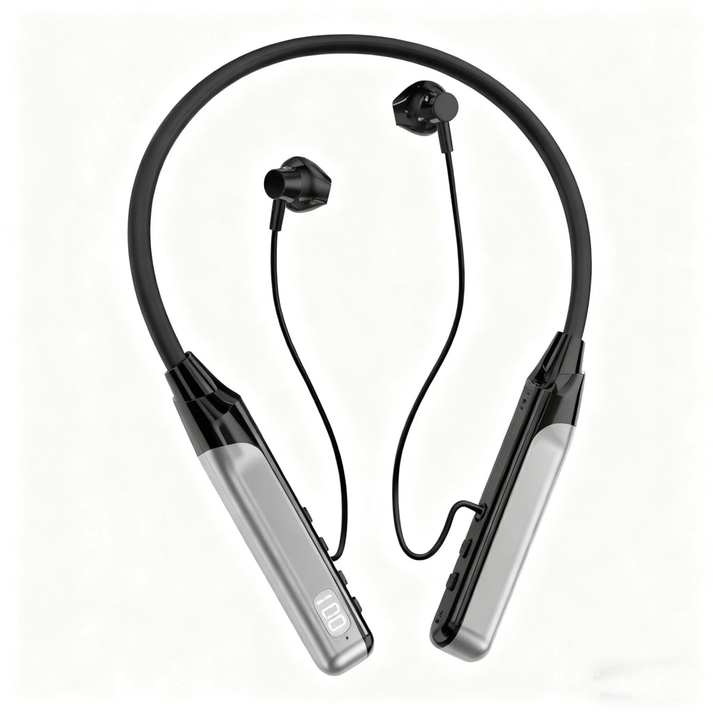 Wireless Headset 5.3 Neck Strap Headset Gaming LED display Stereo Sports headset with magnetic earbuds