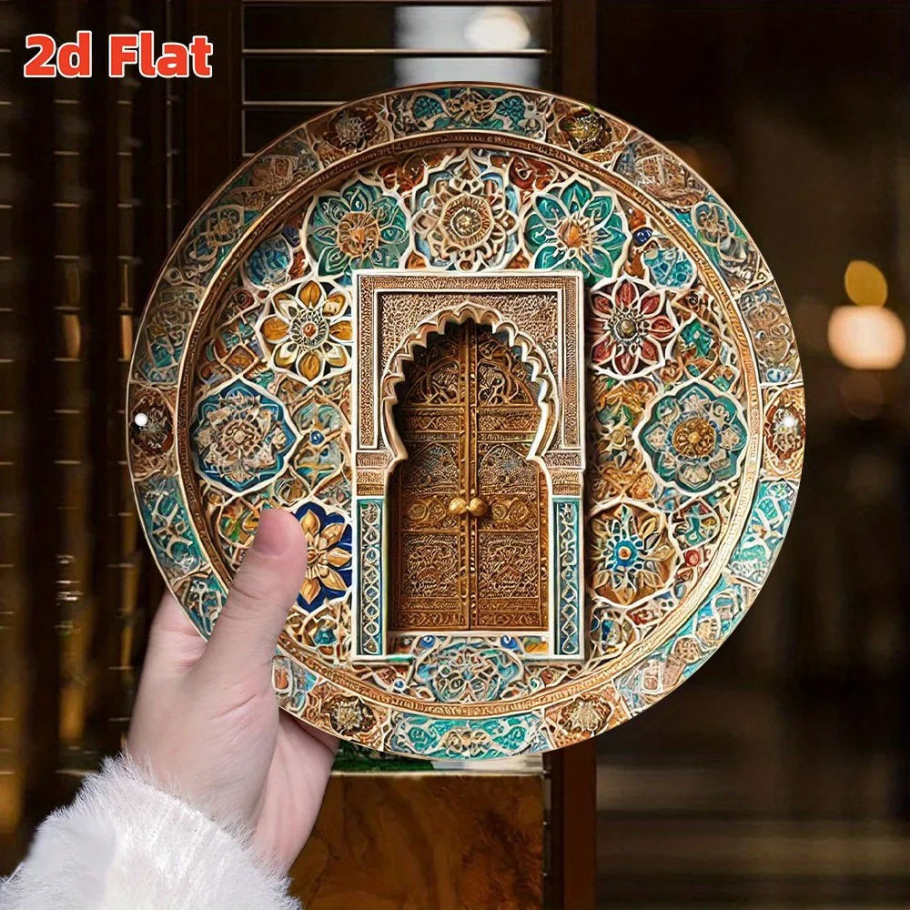 1 Moroccan-style door decoration - turquoise, gold, and beige Arabic arch - suitable for homes and cafés