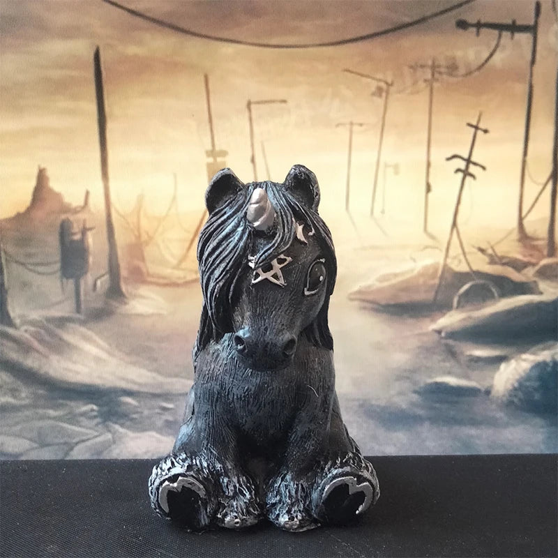black unicorn decoration home decor creative household new   gift craft ornaments resin desktop statue   indoor outdoor garden