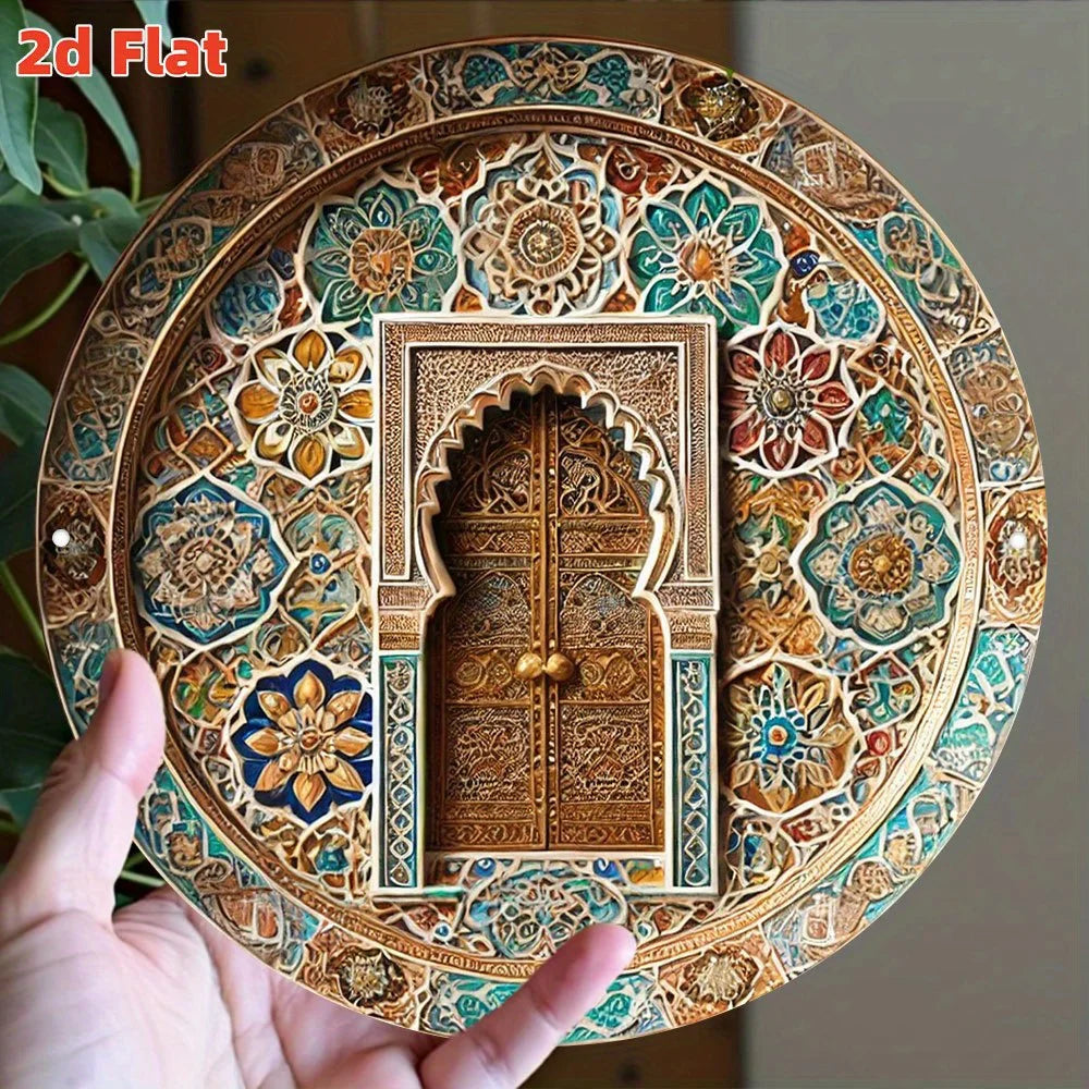 1 Moroccan-style door decoration - turquoise, gold, and beige Arabic arch - suitable for homes and cafés