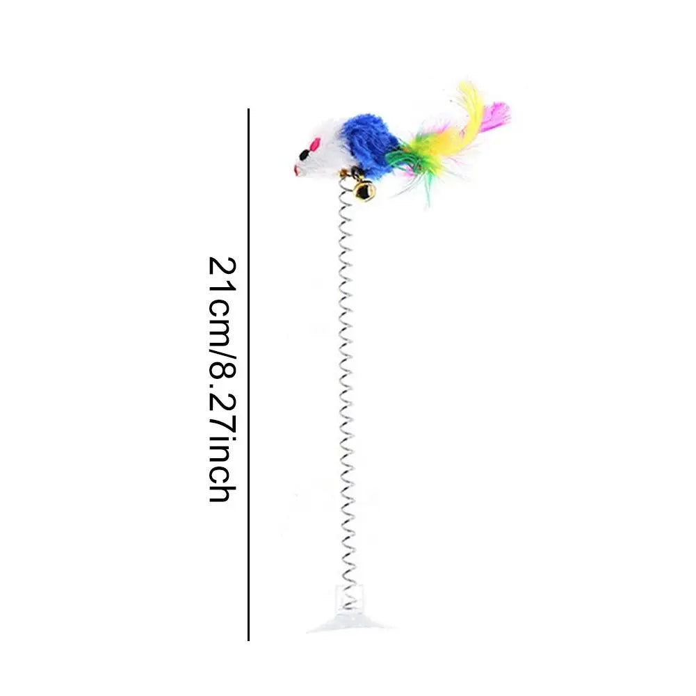 Cartoon Pet Cat Toy Stick Feather Rod Mouse Toy With Mini Bell Cat Catcher Teaser Interactive Cat Toy