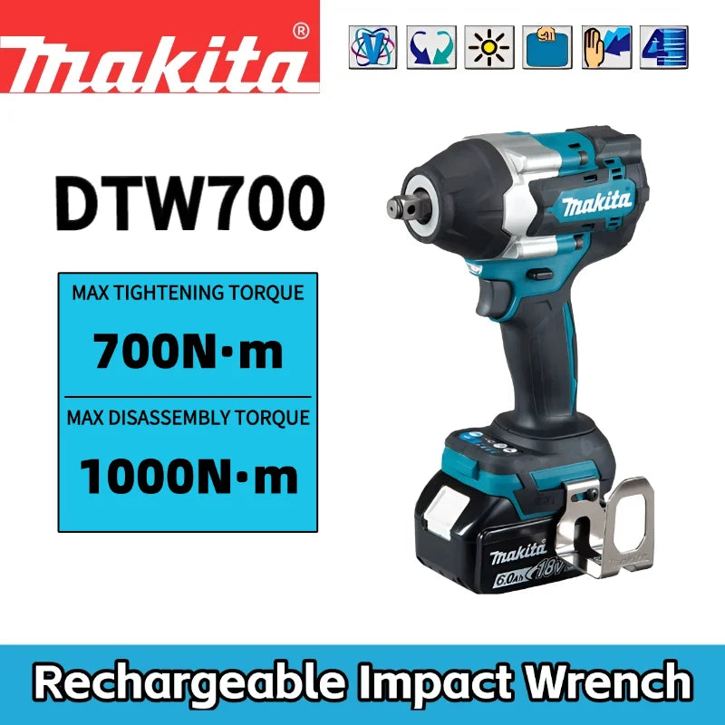 ⚡️⚡️Makita DTW700 18V Brushless Electric Wrench Cordless Drill Screwdriver Free Delivery Large Torque Power Tools Torque Wrench