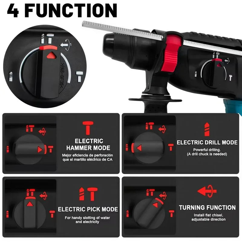 💯2026 New Makita 26MM Cordless Hammer Brushless Electric Hammer 18V Lithium Battery Wireless Drills For Makita 18v Power Tools⚡
