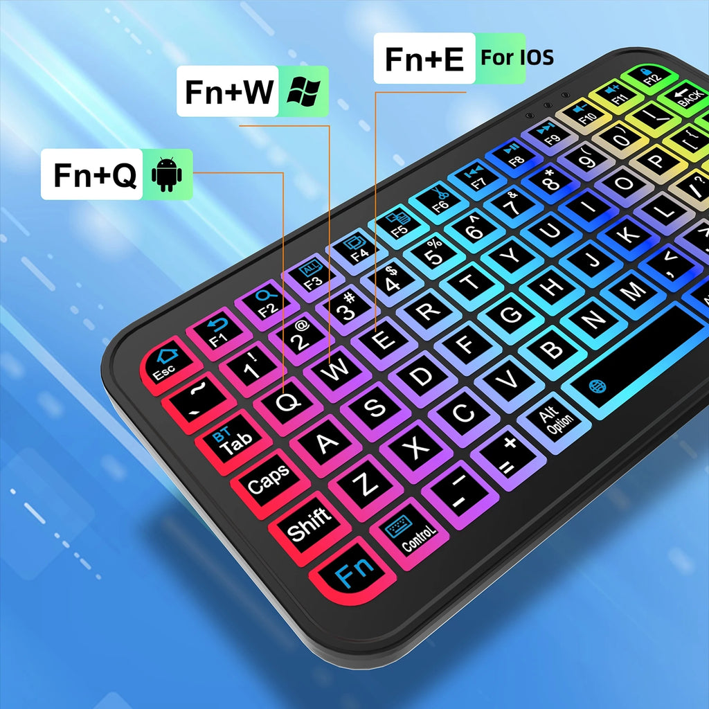 Keyboard For Tablet Android iOS Windows Wireless Mouse Rechargeable Keyboard Bluetooth 5.2 Backlit Keyboard For iPad Phone