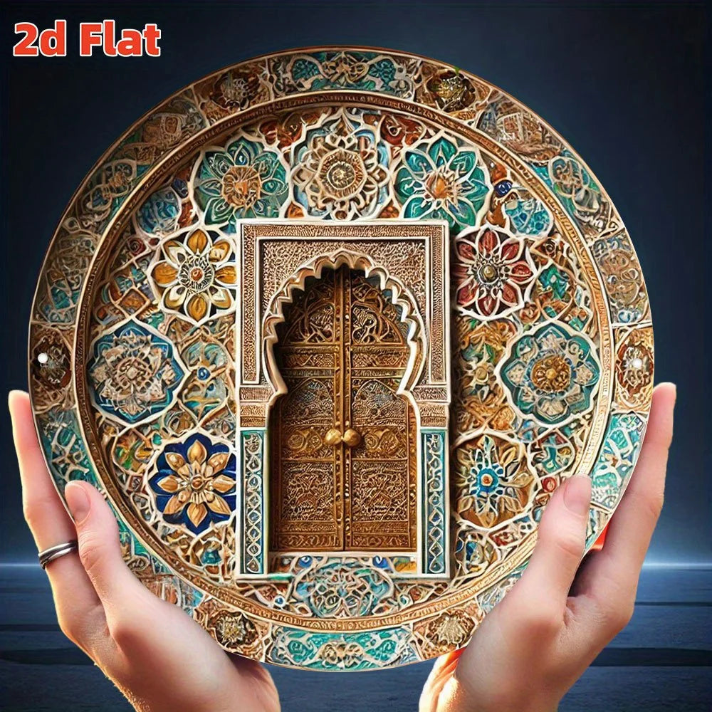 1 Moroccan-style door decoration - turquoise, gold, and beige Arabic arch - suitable for homes and cafés