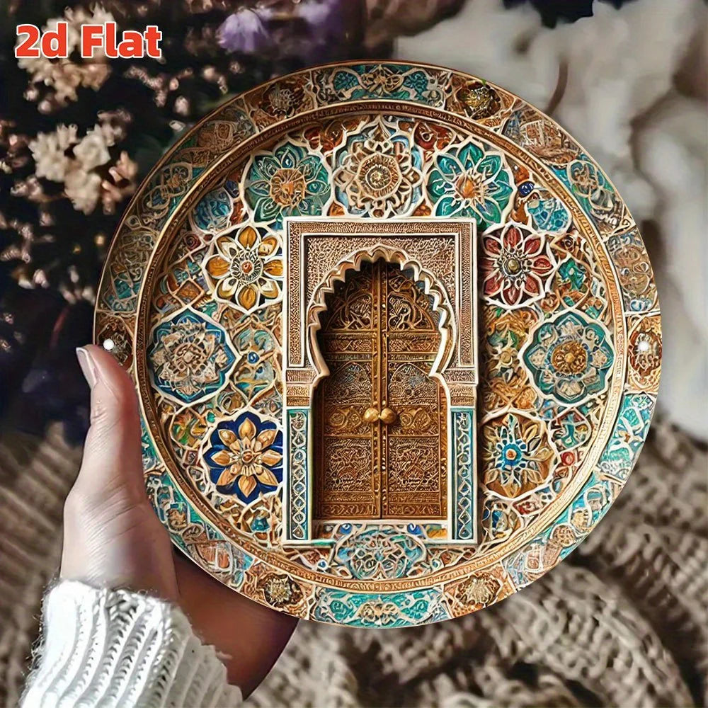 1 Moroccan-style door decoration - turquoise, gold, and beige Arabic arch - suitable for homes and cafés
