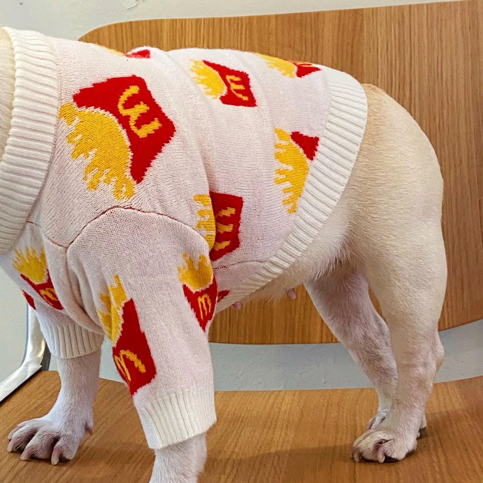Cat and puppy dog sweater warm cute French fries New Year fall/winter clothes, corgi Schnauzer
