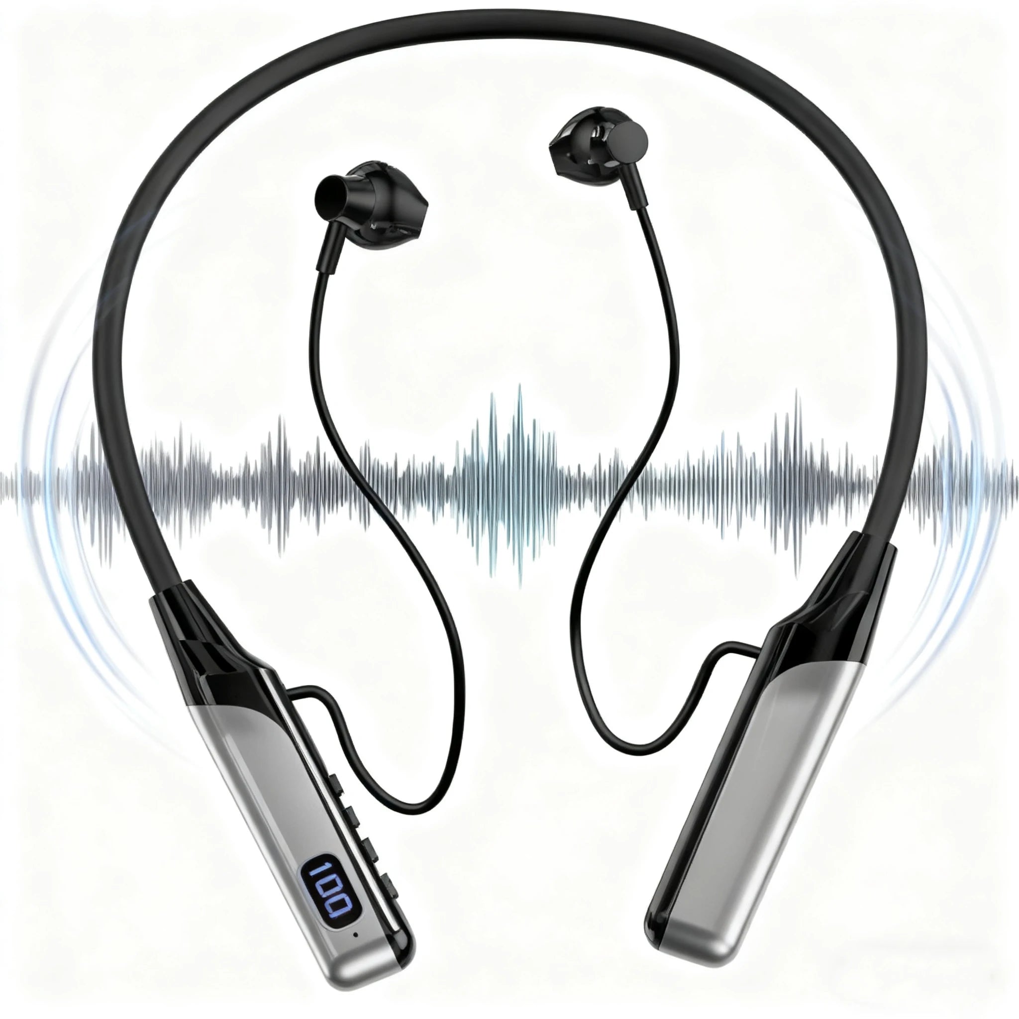 Wireless Headset 5.3 Neck Strap Headset Gaming LED display Stereo Sports headset with magnetic earbuds